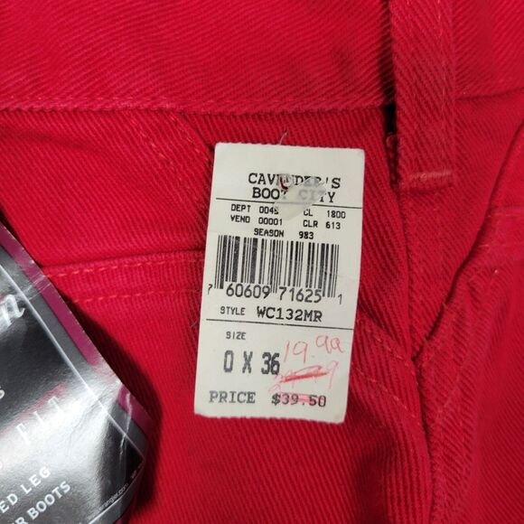 NWT WRANGLER WC132MR Red Bareback Classic Fit Tapered Leg Denim Jeans SIZE 0x36 - Picture 4 of 14